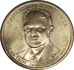 США 1 ДОЛЛАР 2015 №34 ДУАЙТ ЭЙЗЕНХАУЭР (P)